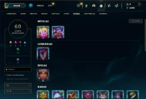 Unranked com 42 Champs e 16 Skins + 2 Fragmentos - League of Legends LOL