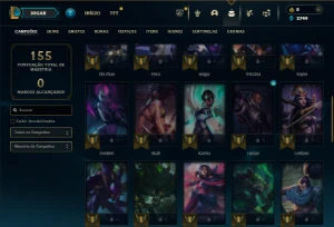 Unranked com 42 Champs e 16 Skins + 2 Fragmentos - League of Legends LOL