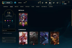 Unranked com 42 Champs e 16 Skins + 2 Fragmentos - League of Legends LOL