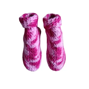 Pantufa de Lã Rosa Mescla 36 - Artesanato e Personalizados