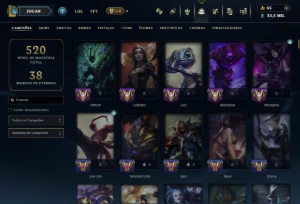 Conta Esmeralda 3 lvl 284 todos os champions 163 skins - League of Legends LOL