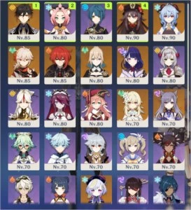 Conta genshin impact AR 56 9 personagens 5* 4 armas 5*
