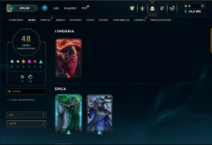 Esmeralda 3 com 50 Champs e 48 Skins ( JG / TOP ) - League of Legends LOL