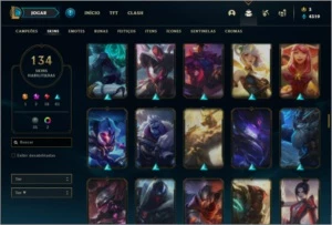 Conta unranked (Ex bronze) com 108 champs e 134 skins - League of Legends LOL