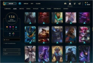 Conta unranked (Ex bronze) com 108 champs e 134 skins - League of Legends LOL