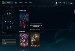 Conta unranked (Ex bronze) com 108 champs e 134 skins - League of Legends LOL