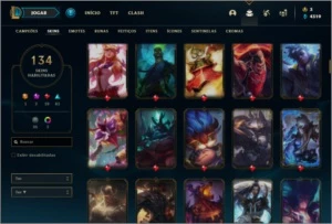 Conta unranked (Ex bronze) com 108 champs e 134 skins - League of Legends LOL
