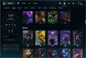 Conta unranked (Ex bronze) com 108 champs e 134 skins - League of Legends LOL
