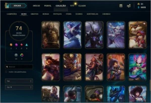 Conta lol Diamante 4 74 skins riven campeonato 121 bonecos - League of Legends