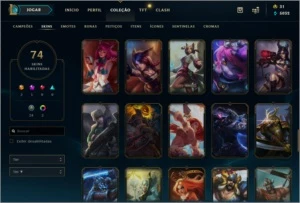 Conta lol Diamante 4 74 skins riven campeonato 121 bonecos - League of Legends