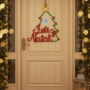 Guirlanda de Natal Tricotin Personalizada - Feliz Natal - Artesanato e Personalizados