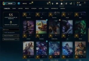 Ouro 2 com 40 Champs e 6 Skins + 2 Espolios - League of Legends LOL