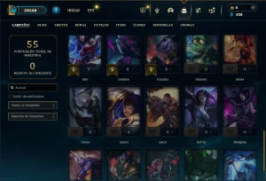 Ouro 2 com 40 Champs e 6 Skins + 2 Espolios - League of Legends LOL