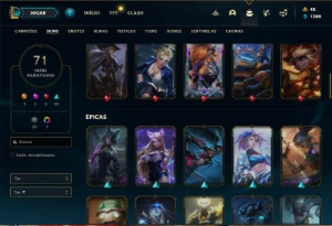 Conta prata 4 com 75 Champs e 71 Skins + 1 Prestigio Ksante - League of Legends LOL