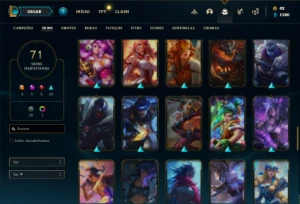 Conta prata 4 com 75 Champs e 71 Skins + 1 Prestigio Ksante - League of Legends LOL