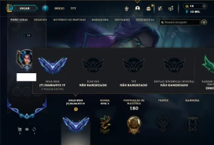 Diamante 4 com 31 Champs e 8 Skins - League of Legends LOL