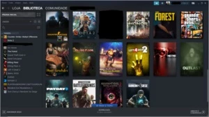 Steam com 360 reais em jogos.