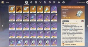 Ar 51 Ayaka, Klee, Shogun Raiden, Qiqi e Jean + 6 Armas T5 - Genshin Impact