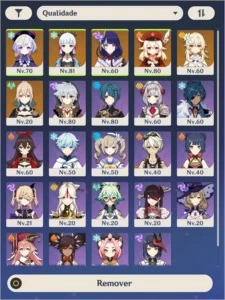Ar 51 Ayaka, Klee, Shogun Raiden, Qiqi e Jean + 6 Armas T5 - Genshin Impact