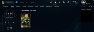 Conta League of Legends 1110 Skins (Rammus Rei, Riven Camp) LOL