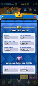 conta crash royale full nv 13, maximo 6154 trofeus, 515 gema - Clash Royale