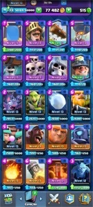 conta crash royale full nv 13, maximo 6154 trofeus, 515 gema - Clash Royale