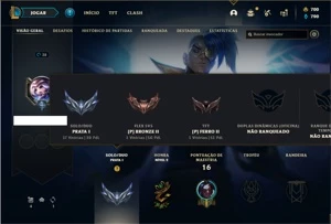 Conta prata 1 com 20 Champs e 3 Skins + 700 RP - League of Legends LOL