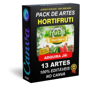 Pack Canva Hortifruti - 13 Artes Editáveis