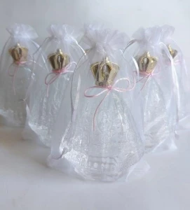 Frasco Nossa Senhora Aparecida 120 ml com Organza - Artesanato e Personalizados