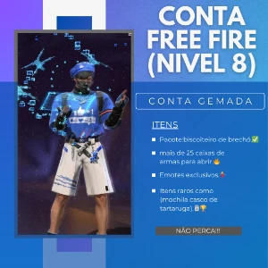 Conta free fire gemada + nível 8 + item raro exclusivo