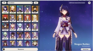 Raiden C2,Kazuha,Zhongli,Hutao + 2 armas 5 estrelas - Genshin Impact