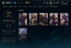 Prata 3 com TODOS os Champs e 349 Skins ( MID / ADC / JG ) - League of Legends LOL