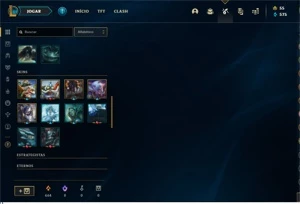 conta main league of legends, 138 skins, platina 1 LOL