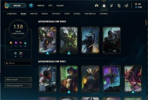 conta main league of legends, 138 skins, platina 1 LOL