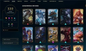 CONTA D1 - 332 SKINS - 4 SKINS PRESTÍGIO - ALL CHAMPS - League of Legends LOL