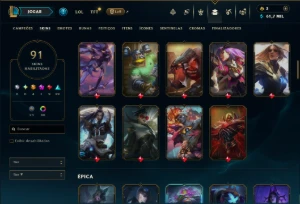 Mestre com TODOS os Champs e 91 Skins ( 256 PDL ) - League of Legends LOL