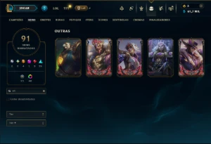 Mestre com TODOS os Champs e 91 Skins ( 256 PDL ) - League of Legends LOL