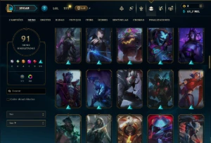 Mestre com TODOS os Champs e 91 Skins ( 256 PDL ) - League of Legends LOL