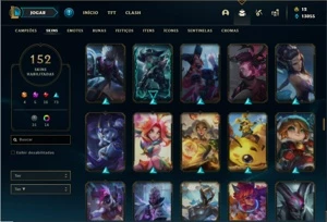 Conta bronze 4 com 125 Champs e 152 Skins + 4 Prestigios - League of Legends LOL