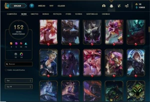Conta bronze 4 com 125 Champs e 152 Skins + 4 Prestigios - League of Legends LOL