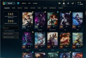Conta bronze 4 com 125 Champs e 152 Skins + 4 Prestigios - League of Legends LOL