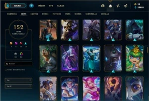 Conta bronze 4 com 125 Champs e 152 Skins + 4 Prestigios - League of Legends LOL