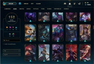 Conta bronze 4 com 125 Champs e 152 Skins + 4 Prestigios - League of Legends LOL