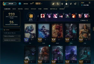 Unranked com 100 Champs e 39 Skins + 9 Vitoriosas - League of Legends LOL