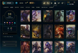 Unranked com 100 Champs e 39 Skins + 9 Vitoriosas - League of Legends LOL