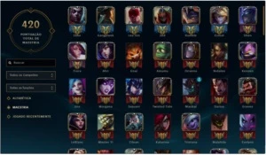 Conta de League of Legends Com 107 Campeões +50skins Plat V LOL