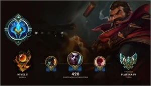 Conta de League of Legends Com 107 Campeões +50skins Plat V LOL