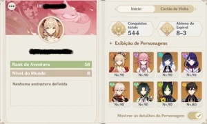 [AR58] Conta Genshin com 13 personagens T5+ 9 armas T5 e +! - Genshin Impact