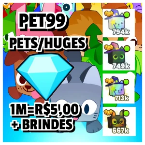 Pet Simulator 99, Gemas/Itens/Huges Em Promoção + Brinde! - Roblox