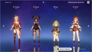 Conta com Yoimiya + Sayu + Yanfei + Xinyan - Genshin Impact